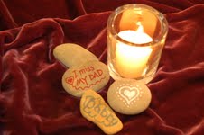candle and memory stones